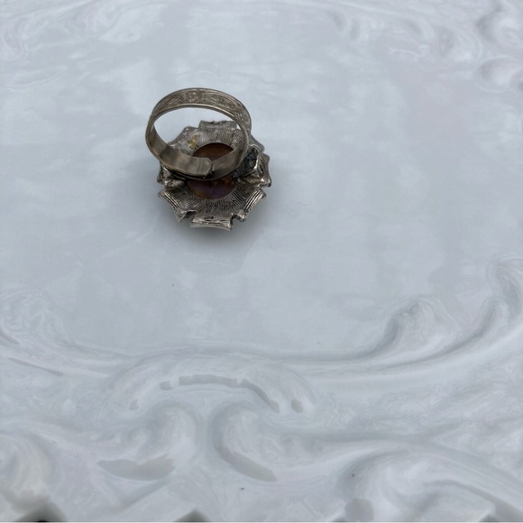 Vintage Purple Variegated Stone Adjustable Size Ring - Picture 3 of 5